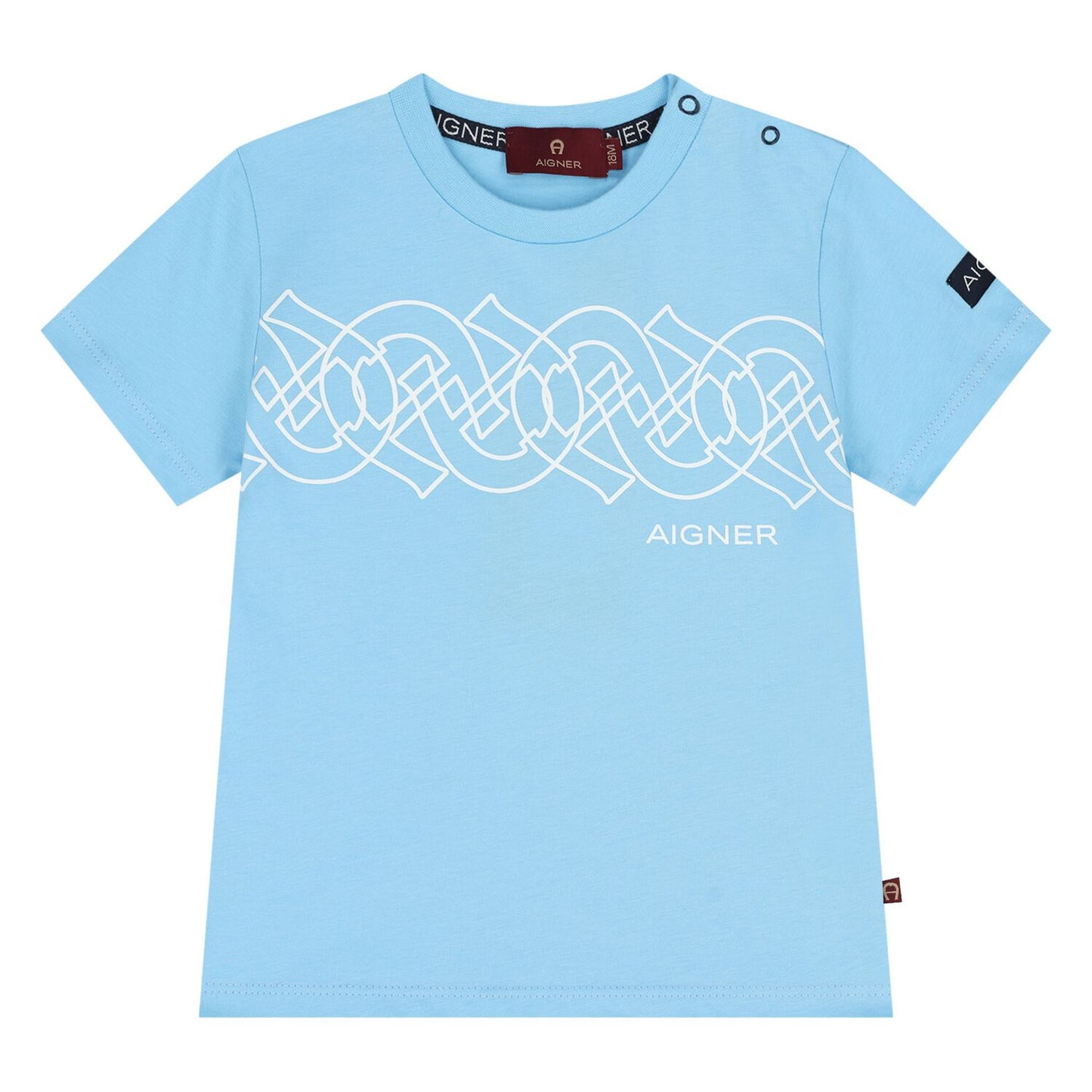 AIGNER Younger Boys Blue Logo T-Shirt