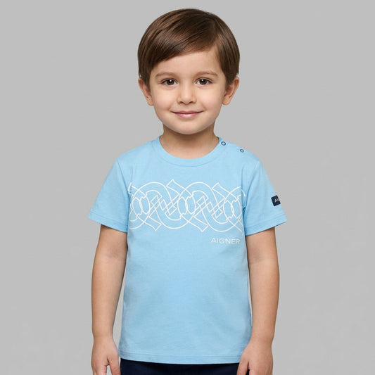 AIGNER Younger Boys Blue Logo T-Shirt