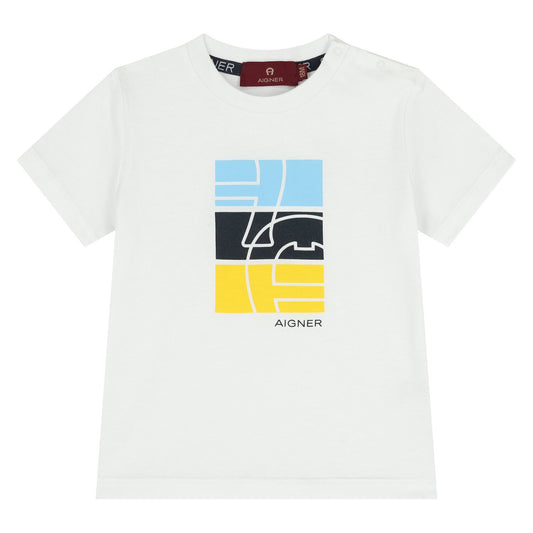 AIGNER Younger Boys White Logo T-Shirt