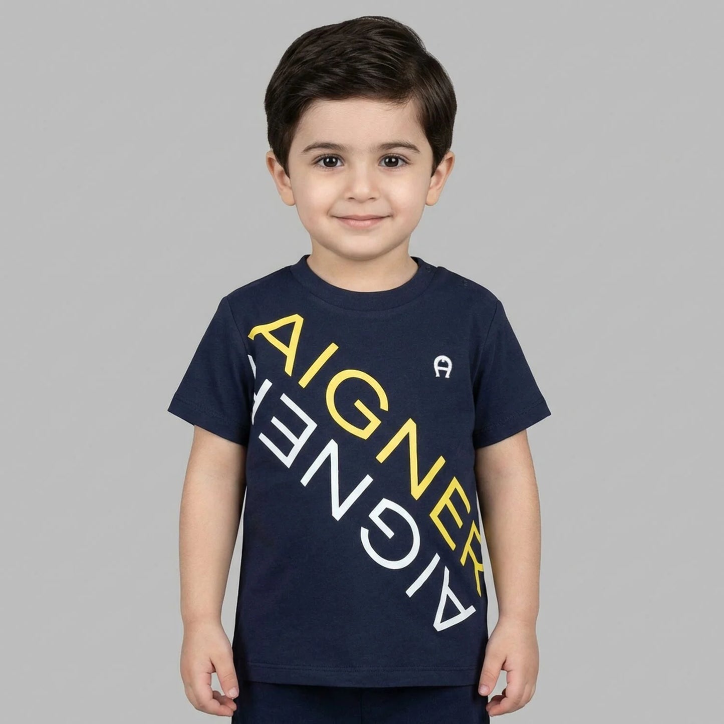 AIGNER Younger Boys Navy Blue Logo T-Shirt