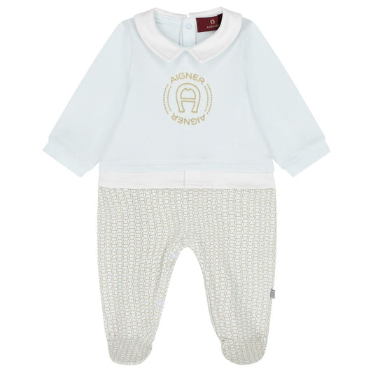 AIGNER Baby Boys Baby Blue Logo Babygrow