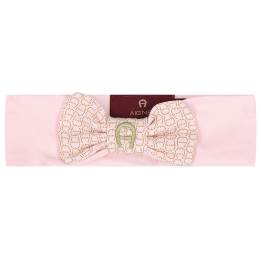 AIGNER Baby Girls Pink Bow Logo Headband