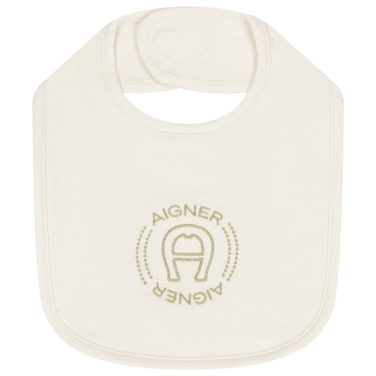 AIGNER Baby Unisex  Ivory Logo Baby Bib