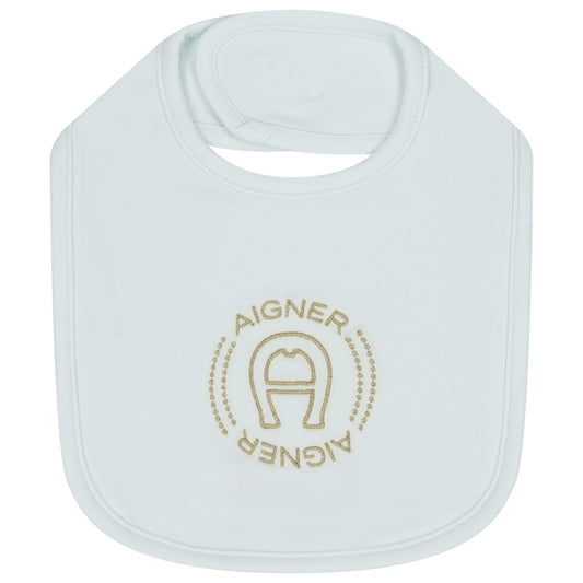 AIGNER Baby Boys Baby Blue Logo Bib