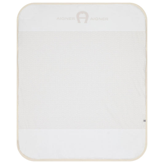AIGNER Unisex White & Beige Logo Baby Blanket