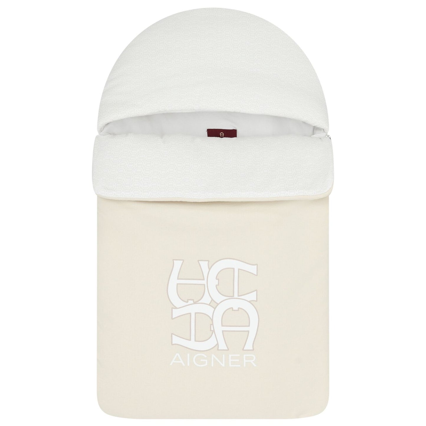 AIGNER Unisex Beige & White Logo Baby Nest