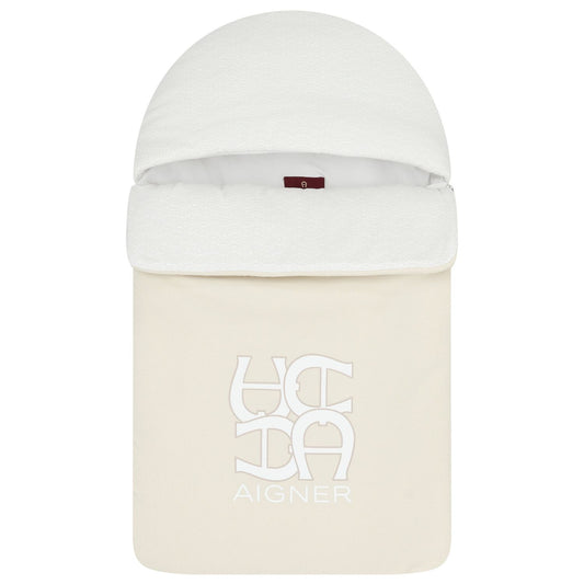 AIGNER Unisex Beige & White Logo Baby Nest