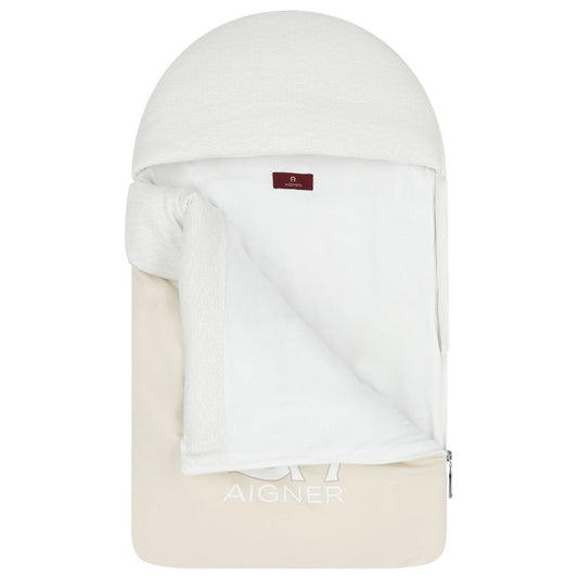 AIGNER Unisex Beige & White Logo Baby Nest