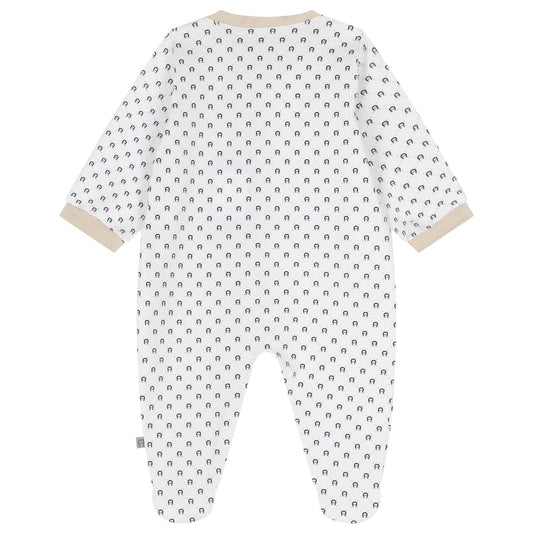 AIGNER Baby Boys White & Beige Logo Babygrow