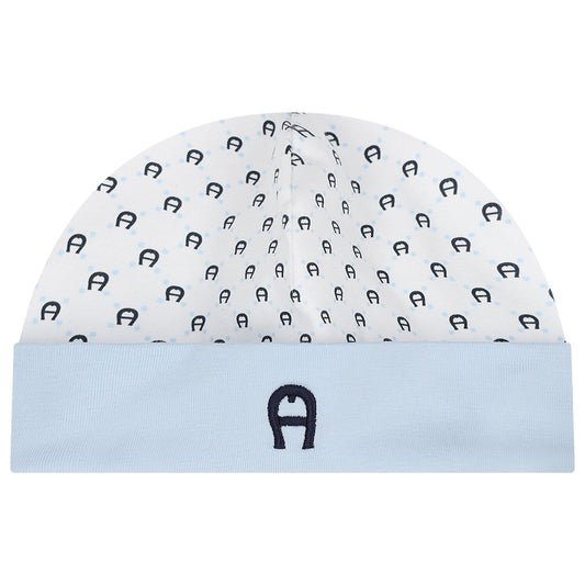 AIGNER Baby Boys Baby Blue & White Logo Hat