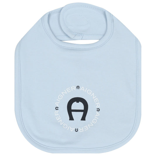 AIGNER Baby Boys Baby Blue Logo Bib