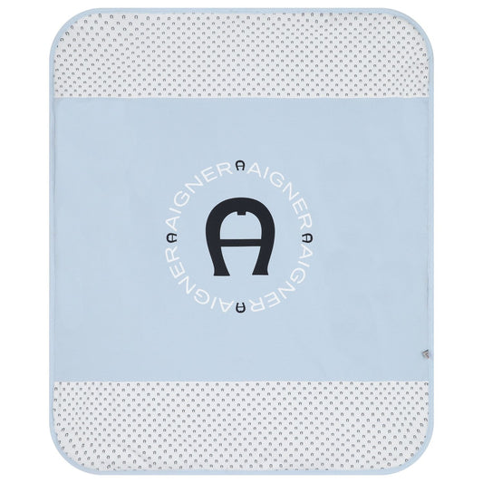 AIGNER Baby Boys Baby Blue Logo Blanket