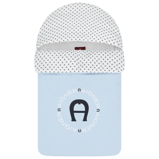 AIGNER Baby Boys Baby Blue & White Logo Nest