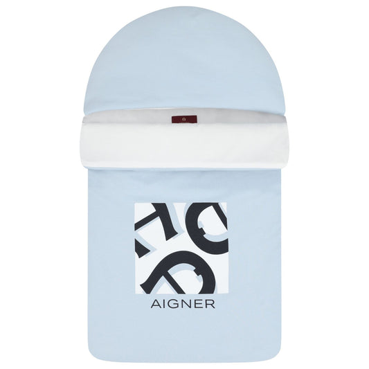 AIGNER Baby Boys Baby Blue & White Logo Nest