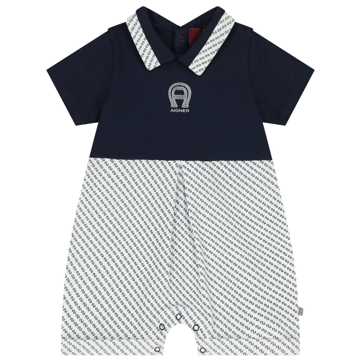 AIGNER Baby Boys Navy Blue & White Logo Romper