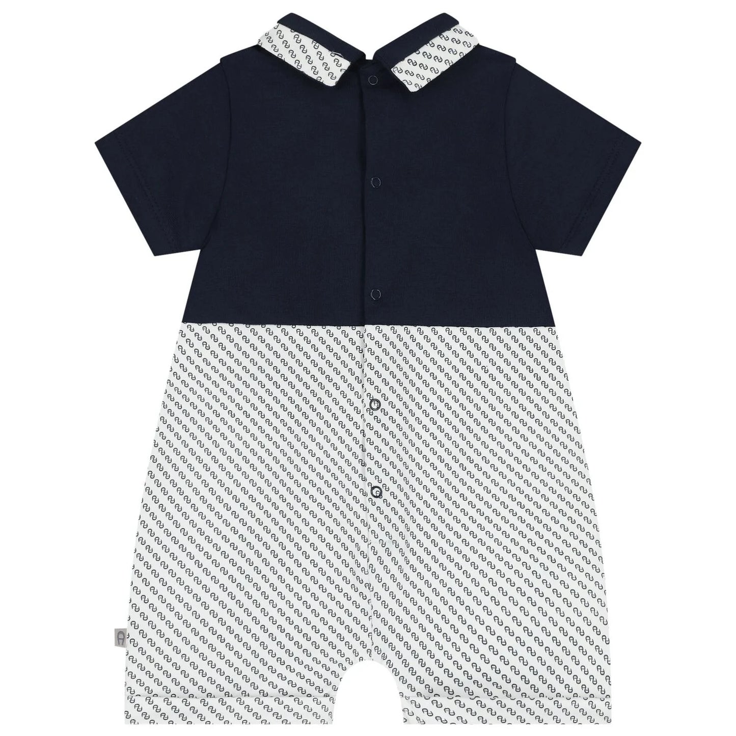 AIGNER Baby Boys Navy Blue & White Logo Romper
