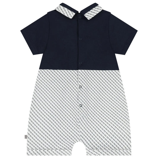 AIGNER Baby Boys Navy Blue & White Logo Romper