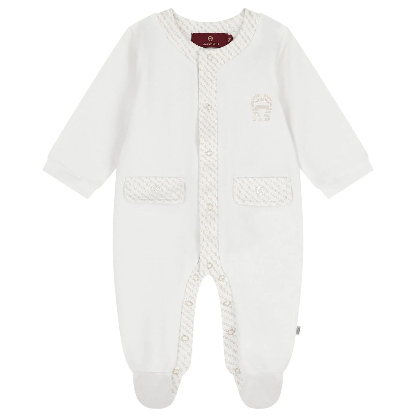 AIGNER White & Beige Logo Babygrow