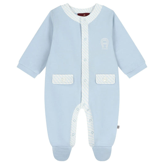AIGNER Baby Boys Blue Logo Babygrow