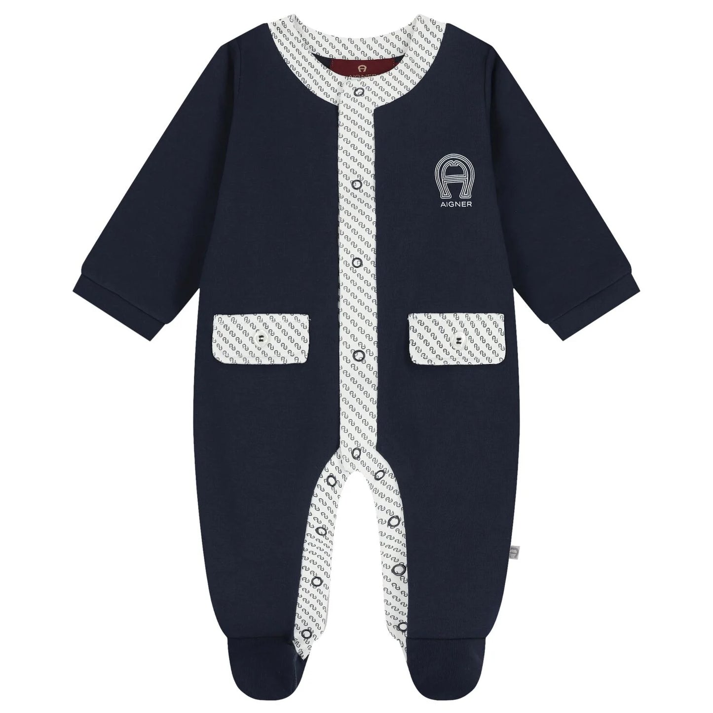 AIGNER Baby Boys Navy Blue Logo Babygrow