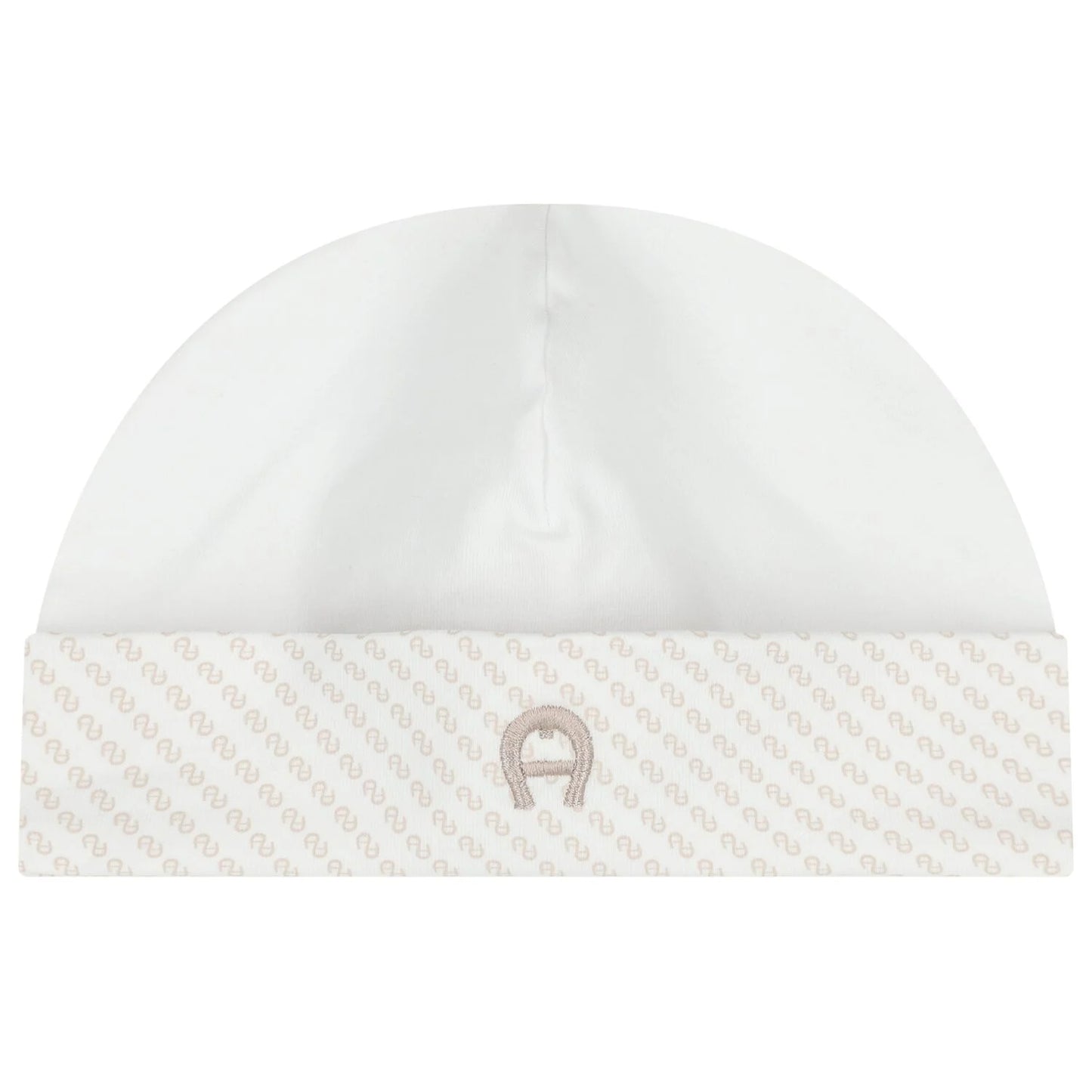 AIGNER White & Beige Logo Baby Hat