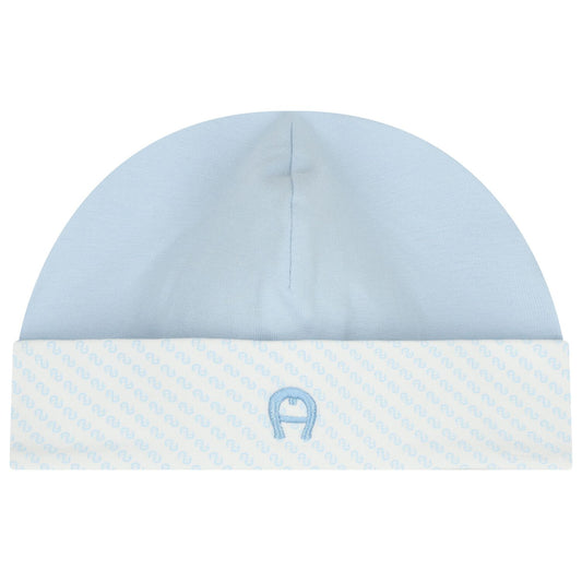 AIGNER Baby Boys Baby Blue & White Logo Hat