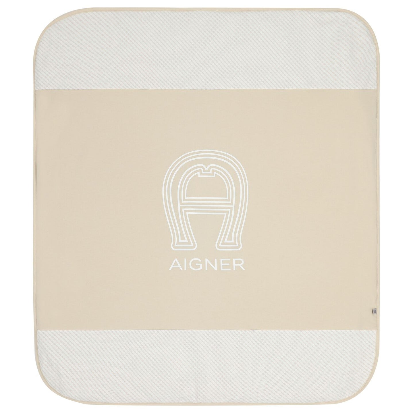 AIGNER Beige & White Logo Baby Blanket