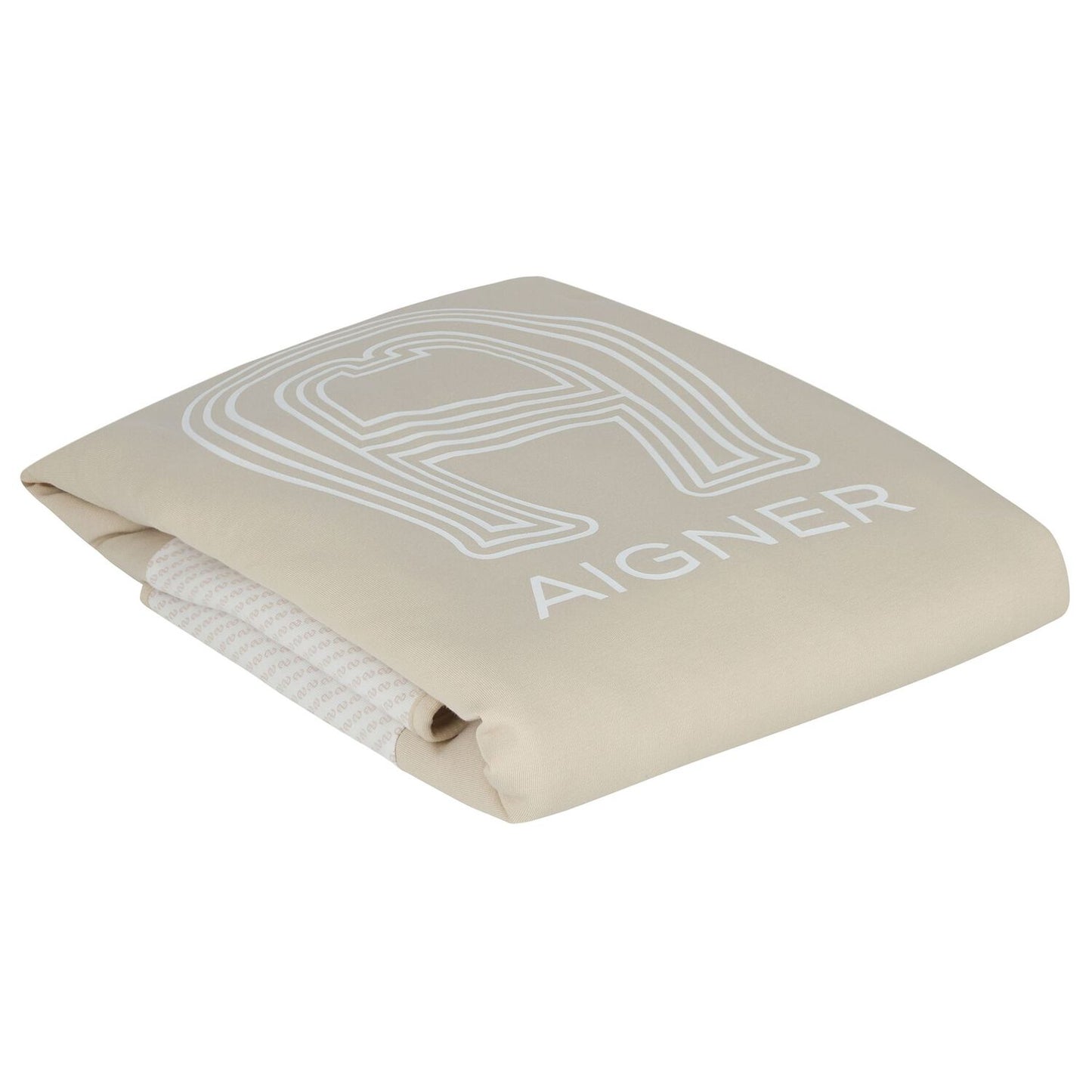AIGNER Beige & White Logo Baby Blanket