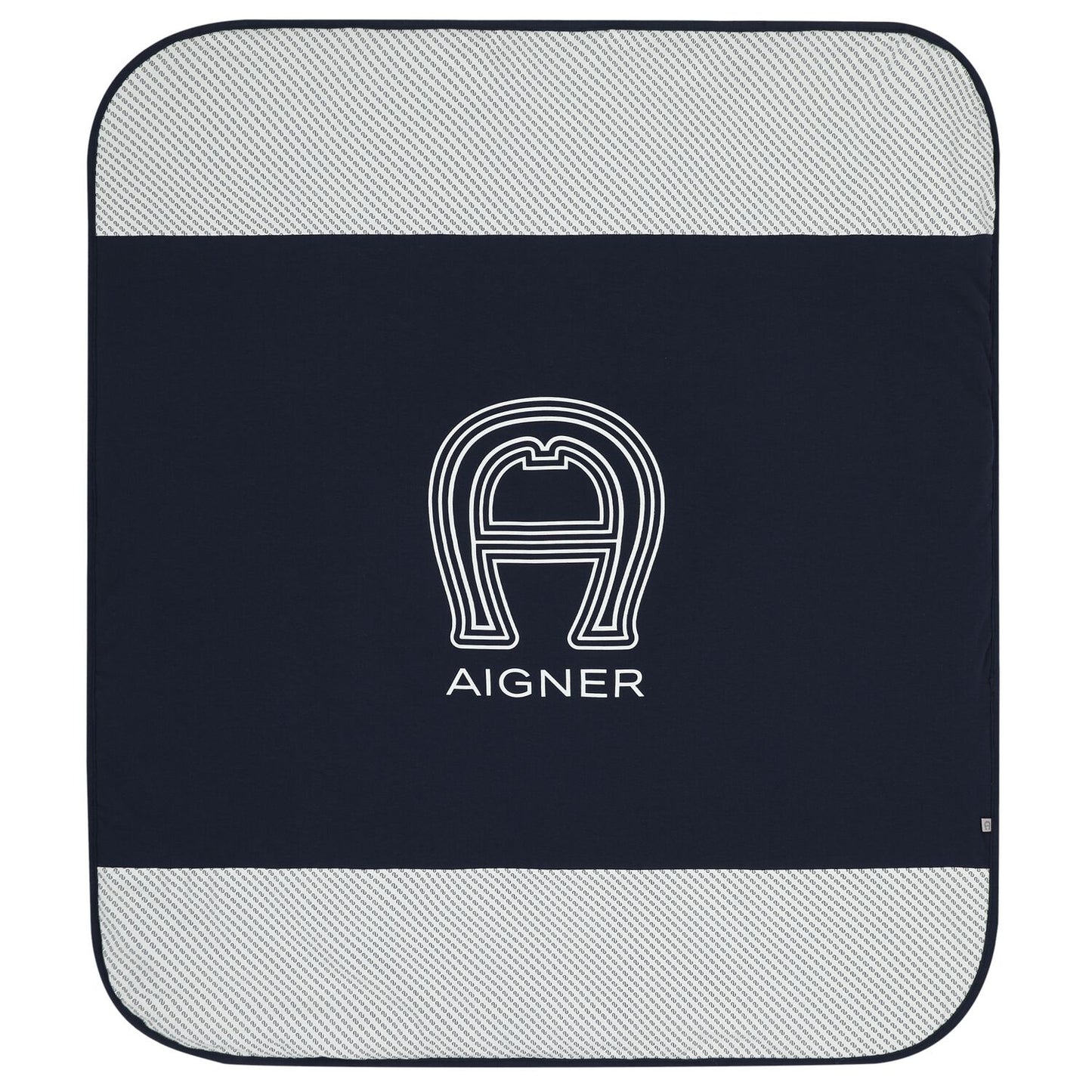AIGNER Baby Boys Navy Blue & White Logo Baby Blanket