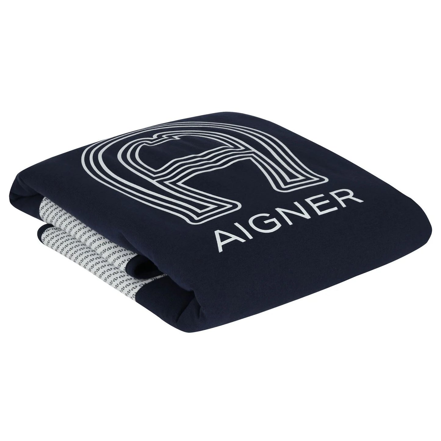 AIGNER Baby Boys Navy Blue & White Logo Baby Blanket
