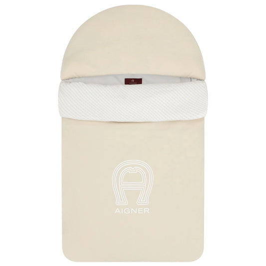 AIGNER Beige & White Logo Baby Nest