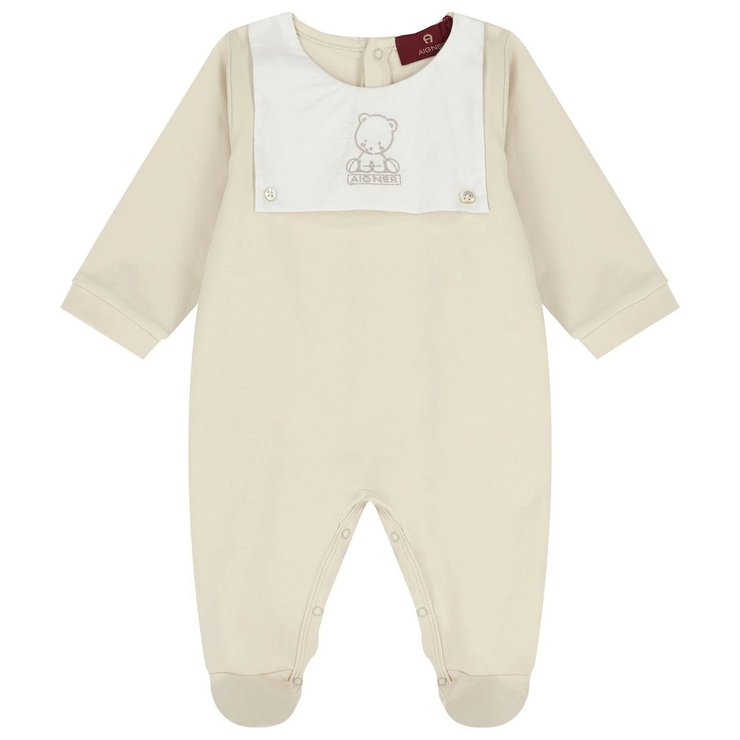 AIGNER Beige & White Teddy Bear Babygrow