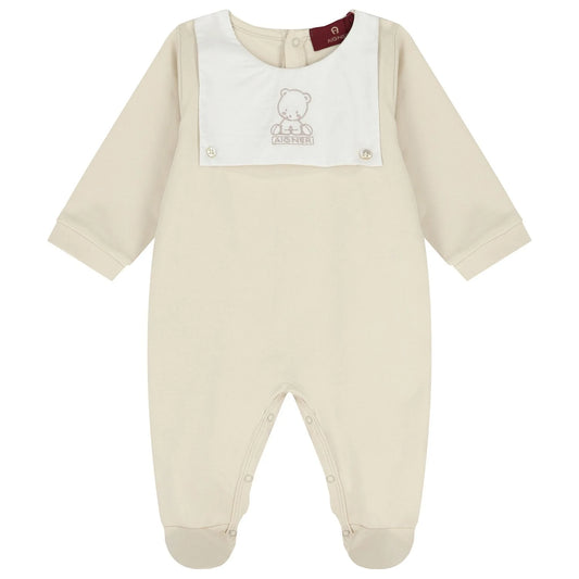 AIGNER Beige & White Teddy Bear Babygrow