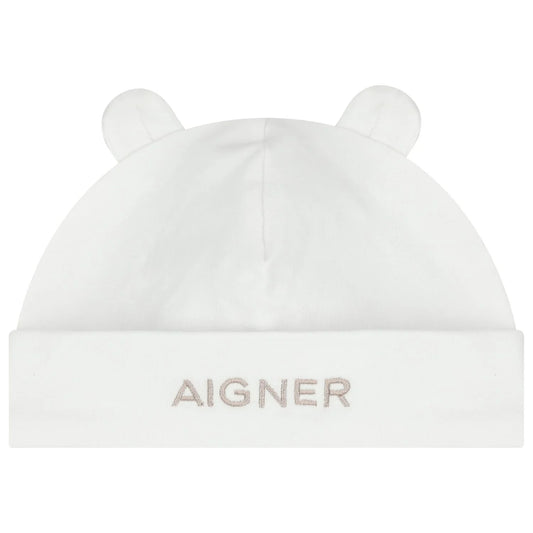 AIGNER White Logo Baby Hat