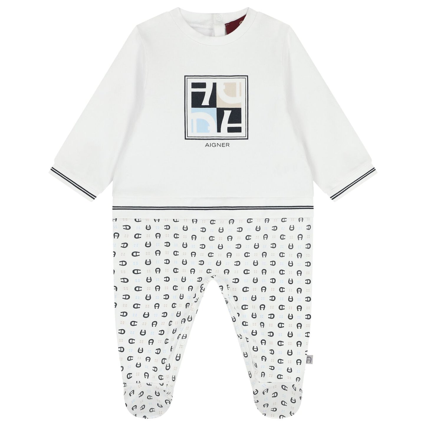 AIGNER Baby Boys White Logo Babygrow