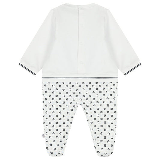 AIGNER Baby Boys White Logo Babygrow