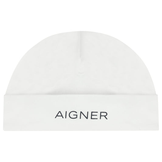 Aigner White Logo Baby Hat