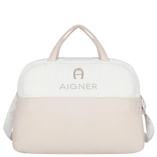 AIGNER White & Beige Logo Baby Changing Bag