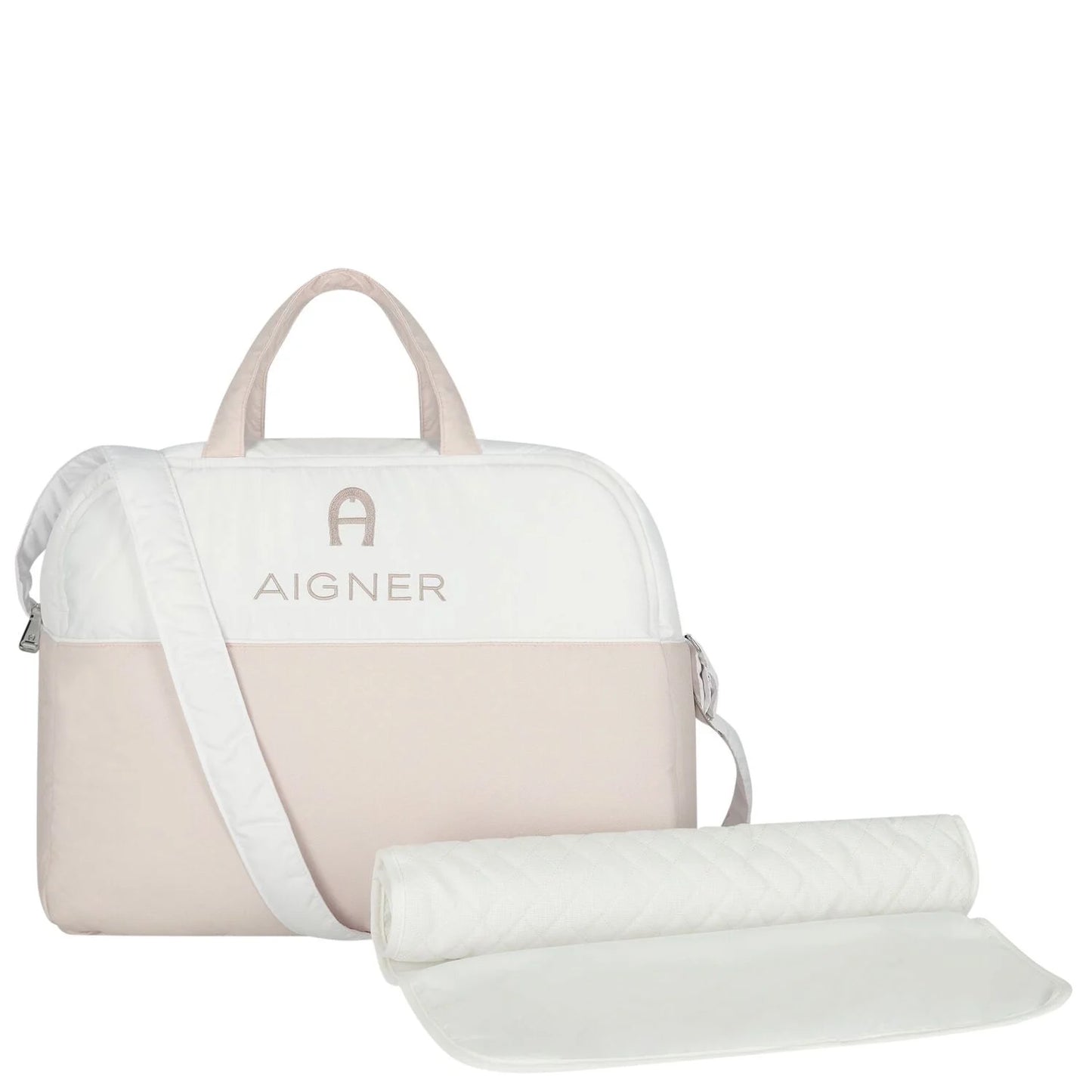 AIGNER White & Beige Logo Baby Changing Bag