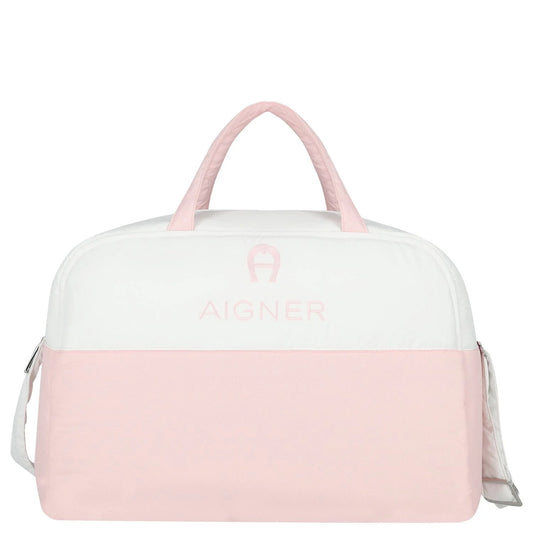 AIGNER White & Pink Logo Baby Changing Bag