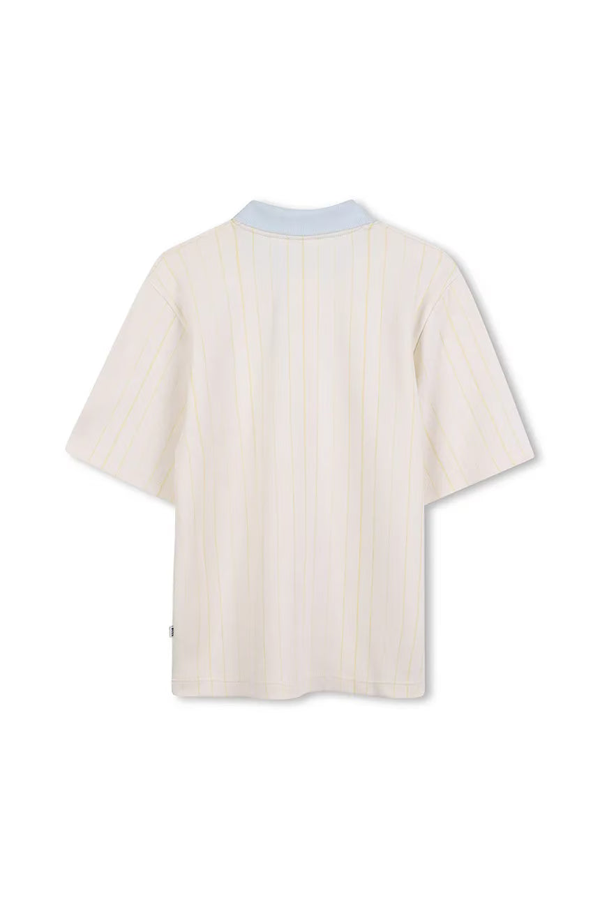 BOSS J52336/10P Boys Ivory Patterned Logo Polo Shirt