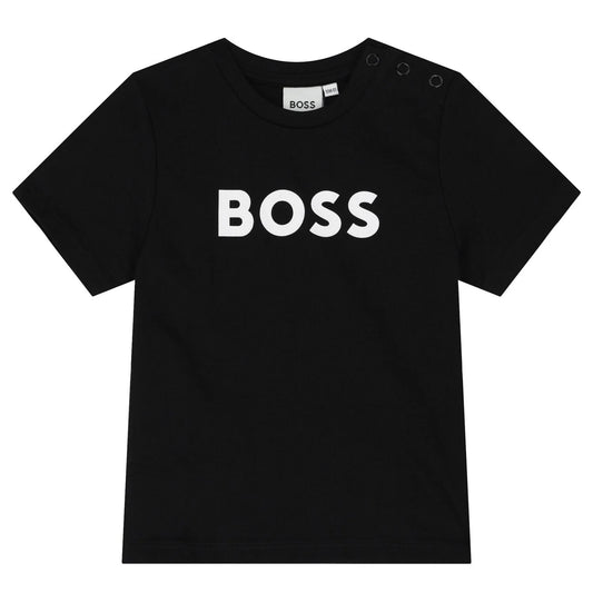 BOSS Younger Boys Black Logo T-Shirt