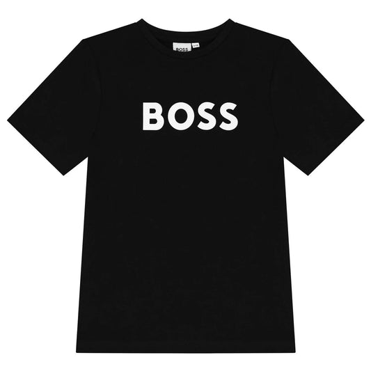 BOSS J25P24/09B Boys Black Logo T-Shirt