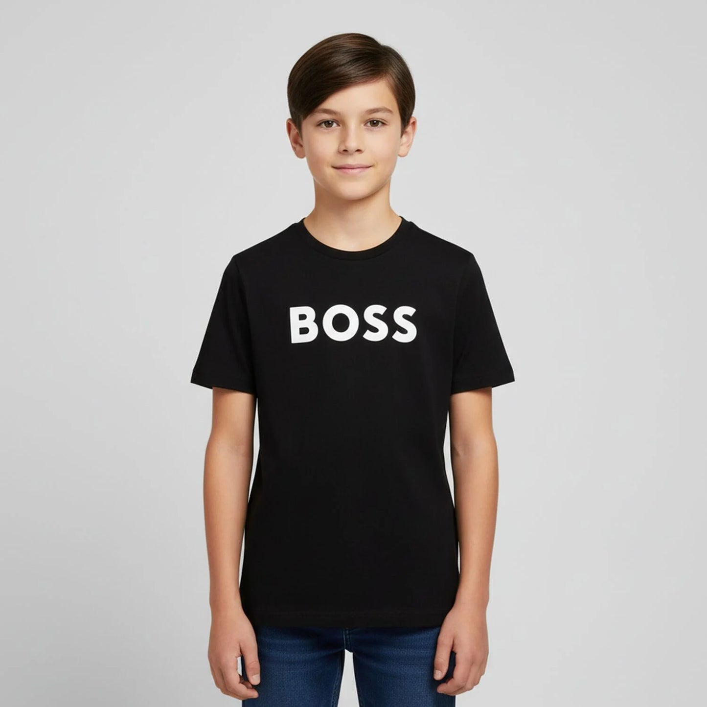 BOSS J25P24/09B Boys Black Logo T-Shirt