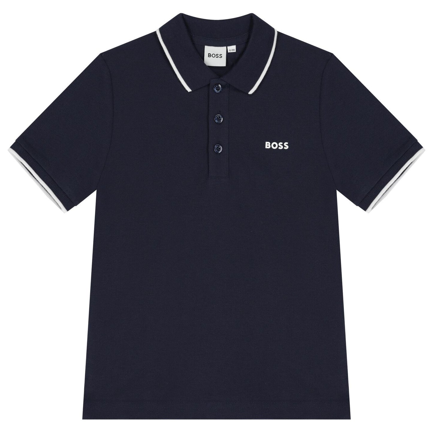 BOSS J25P26/849 Boys Navy Blue Logo Polo Shirt