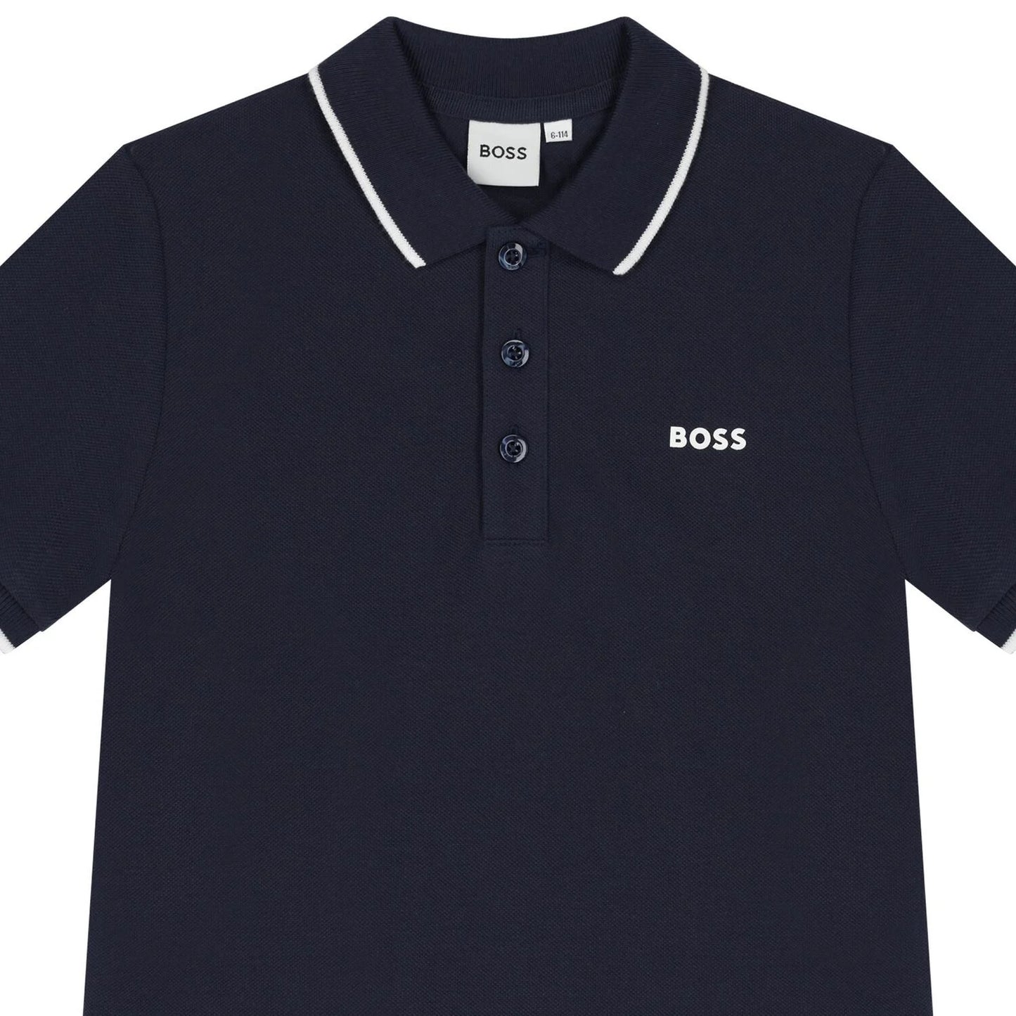 BOSS J25P26/849 Boys Navy Blue Logo Polo Shirt
