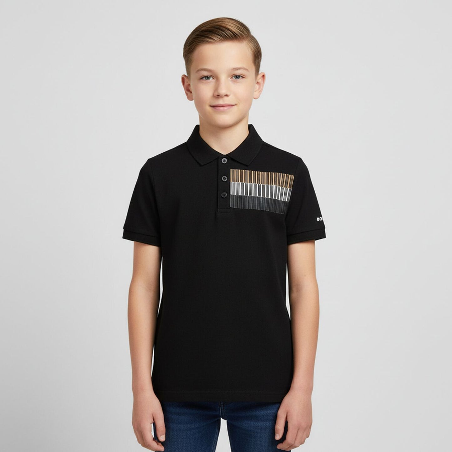 BOSS Boys Black Logo Polo Shirt