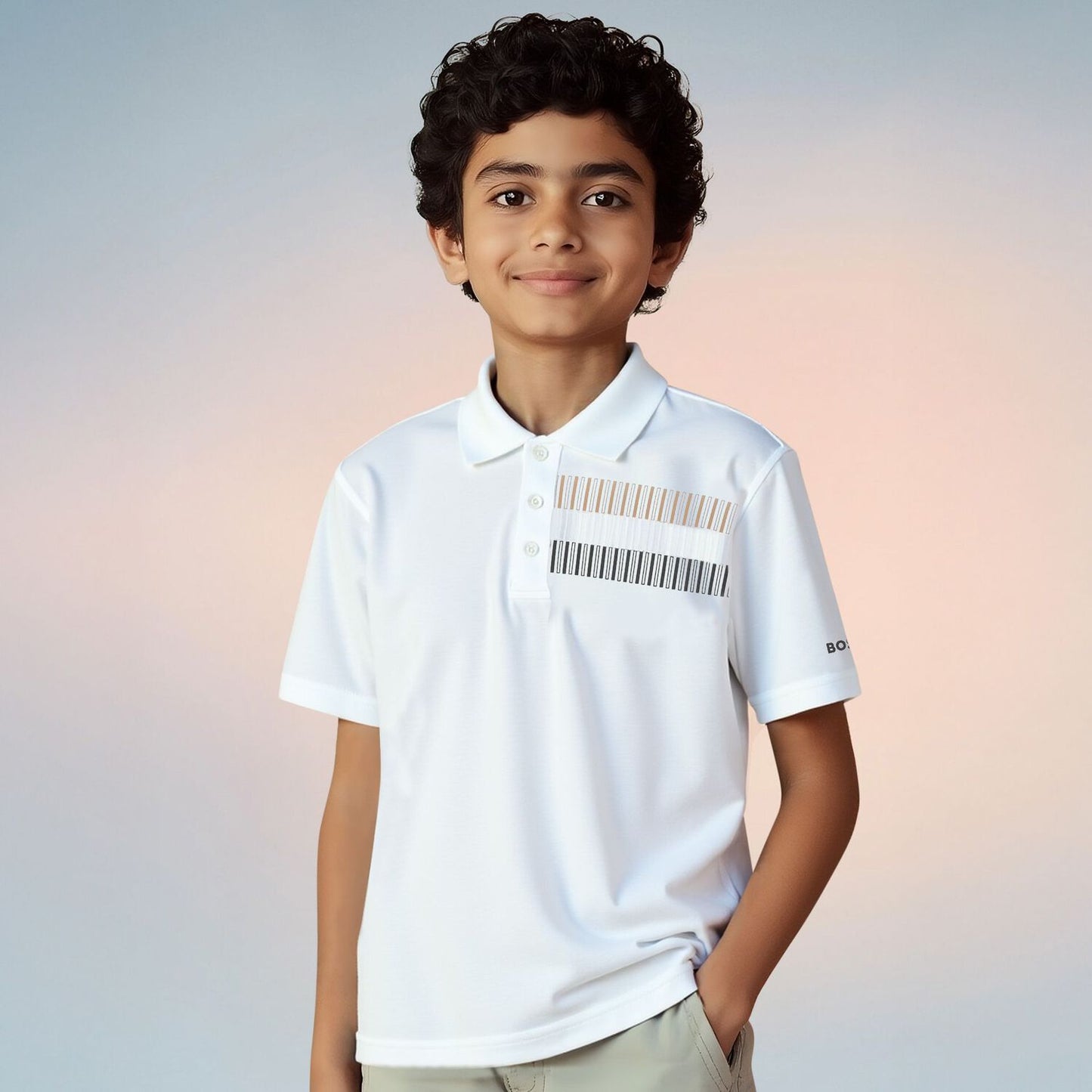 BOSS Boys White Logo Polo Shirt
