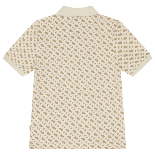 BOSS Boys Beige Logo Polo Shirt