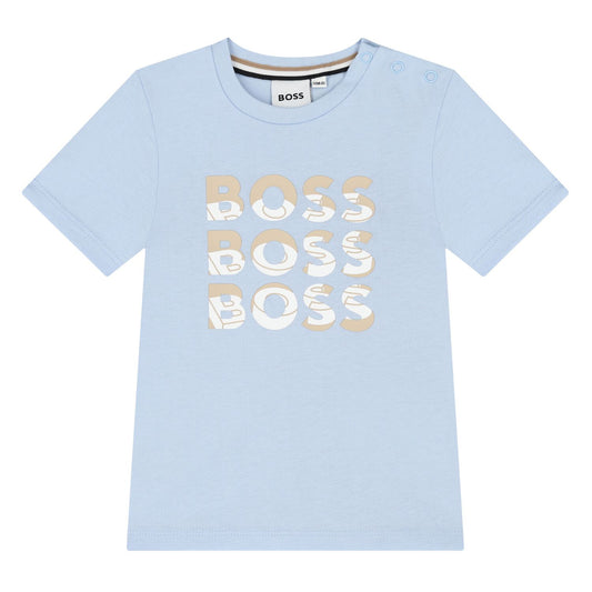 BOSS Younger Boys Blue Logo T-Shirt